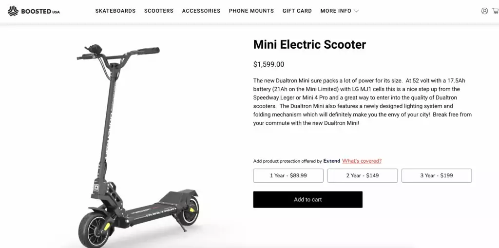 Boosted boards example of great UI design for a product page