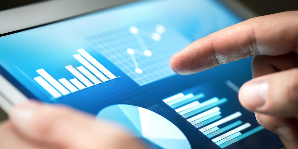 Discrete and continuous data shown as graphs on a tablet