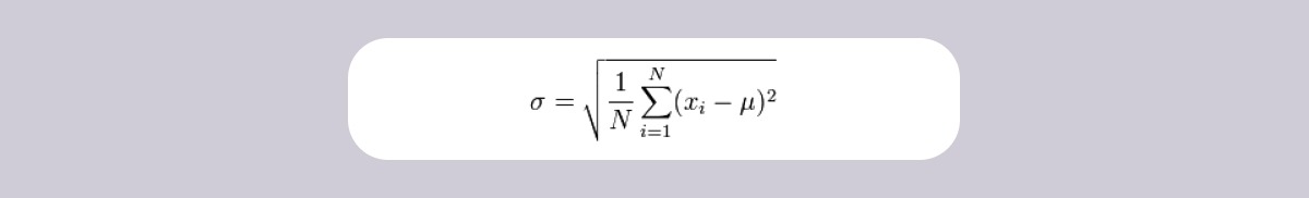 The formula used to calculate standard deviation for population data