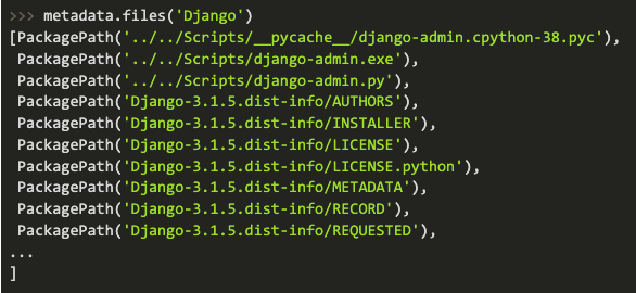 Using a Python 3.8 script to list out the paths of all the files contained in Django.