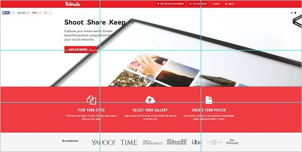 Posterista website demonstrating the rule of thirds in UX design.