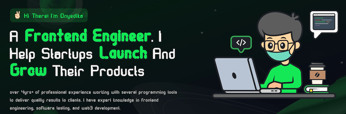 Screenshot of Onyedika Edewor's software engineer portfolio website.