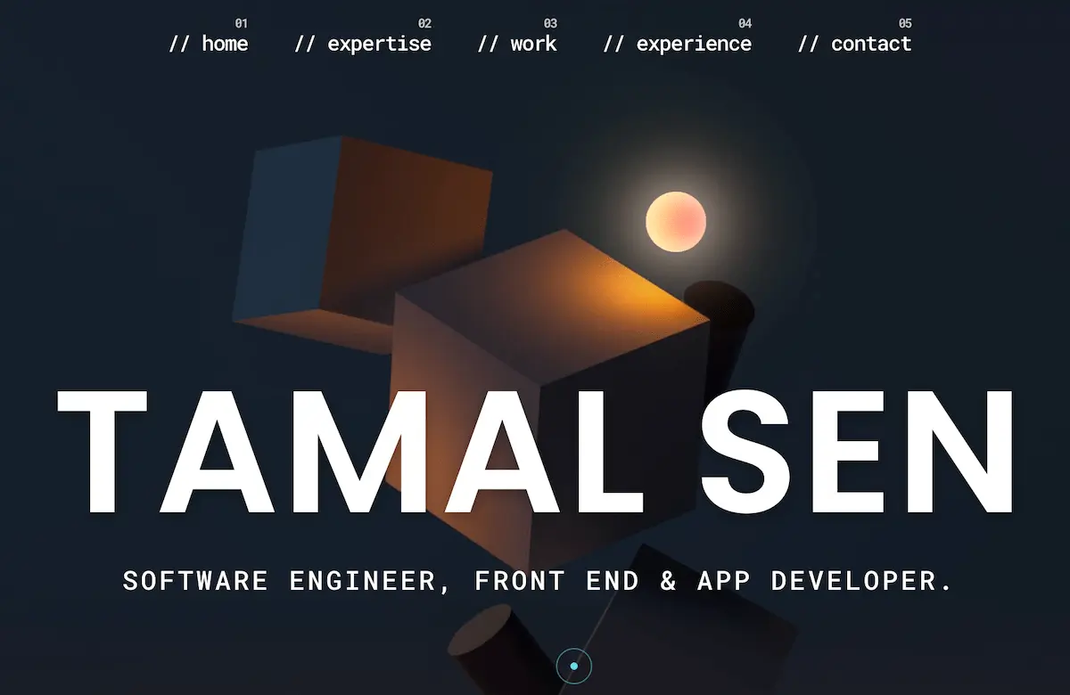 Screenshot of Tamal Sen's software engineer portfolio website.