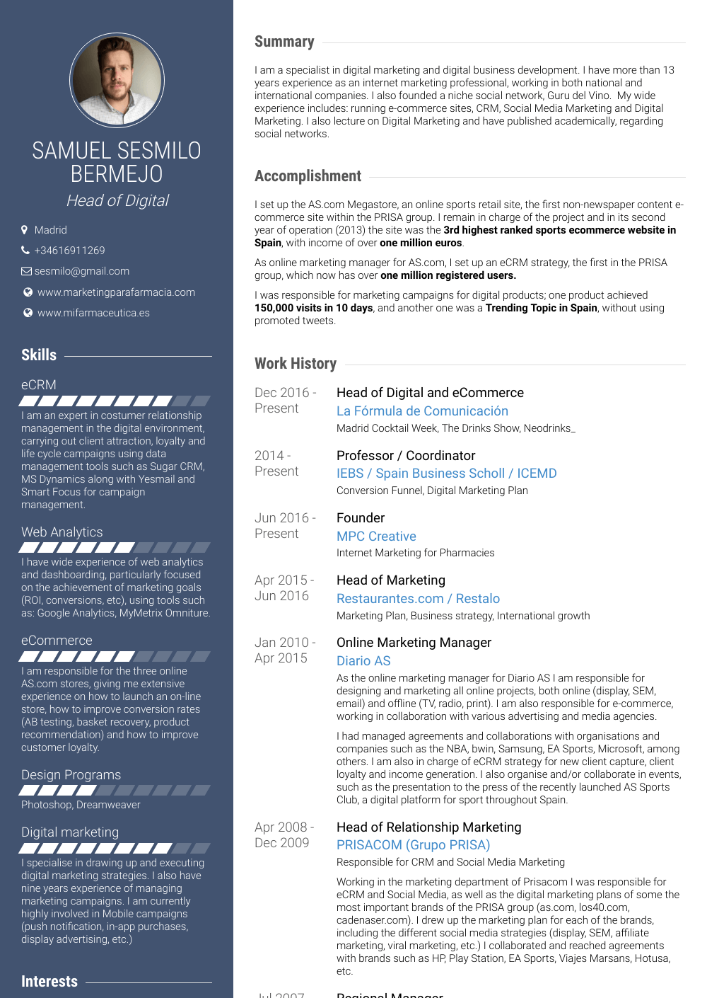 example of a digital marketing tech resume