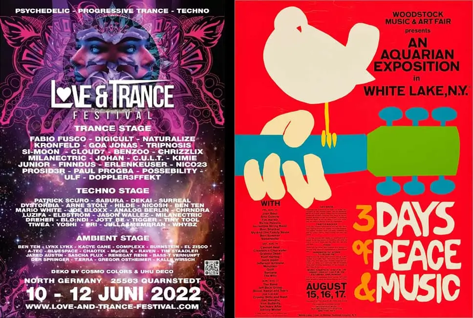 2 different music posters showing graphic design variation