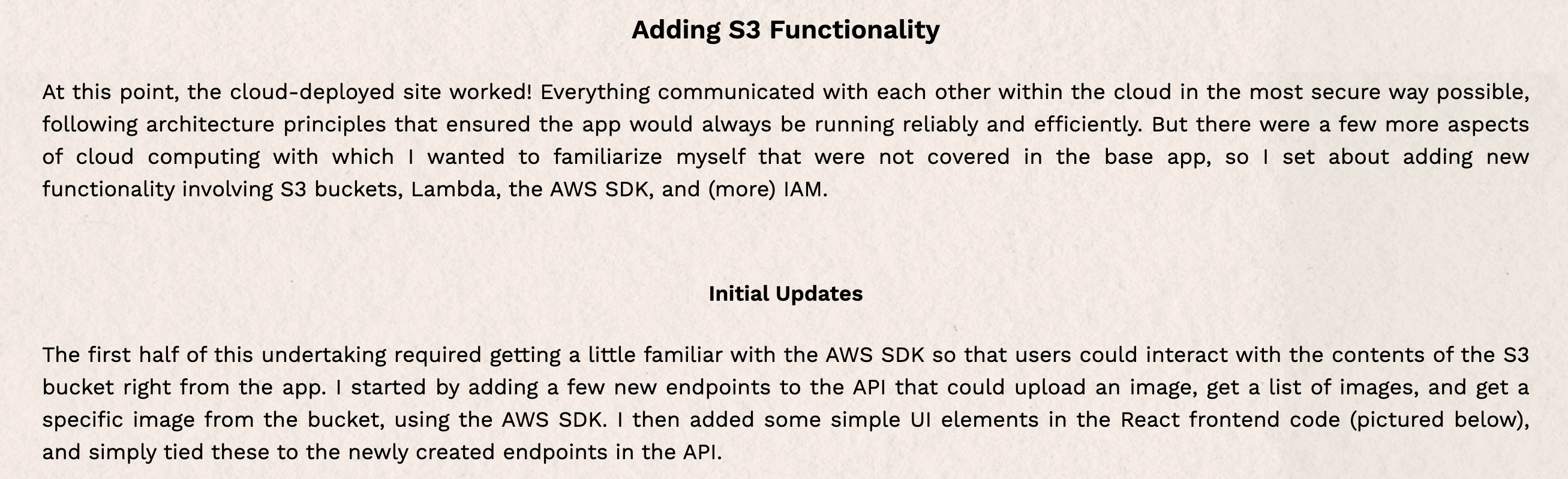 An AWS refactoring project from the Cloud Computing for Web Developers specialization course at CareerFoundry, by Liz Stone