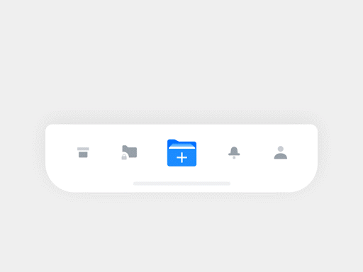 A tab bar element: Tab bars appear at the bottom of a mobile app and allow users to quickly move back and forth between the primary sections of an app.