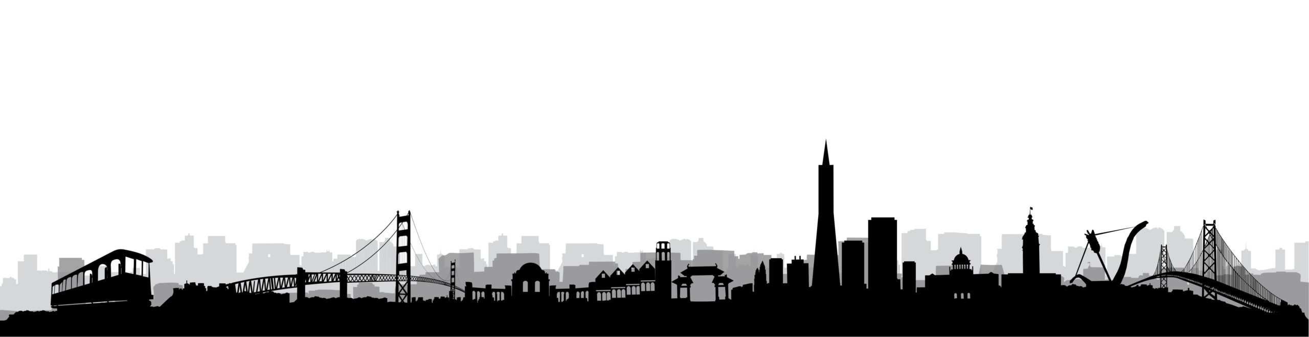 A illustration of the skyline of San Francisco, a hotbed for UX designers in California