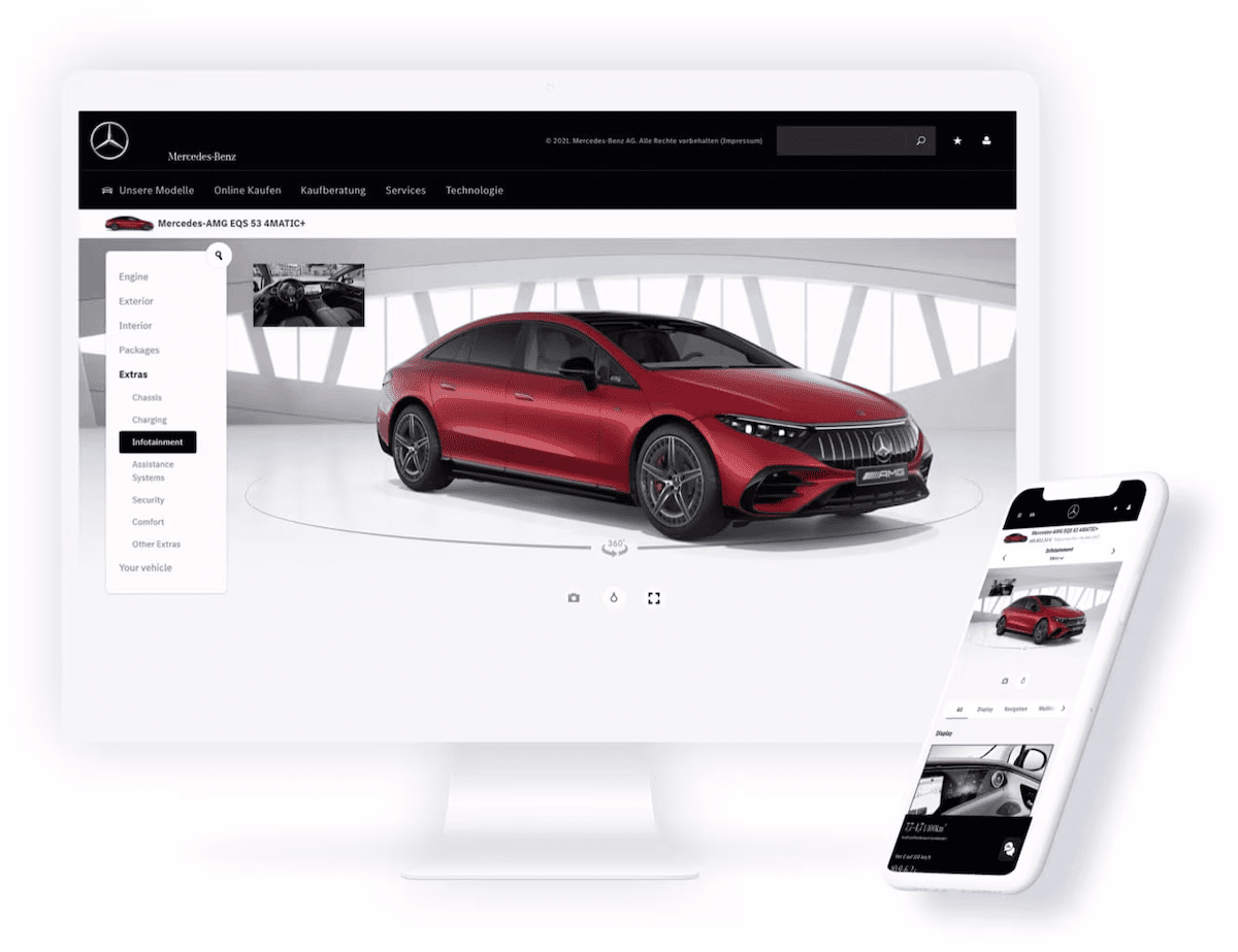 The car configurator from Mercedes-Benz.io, where CareerFoundry graduate Susana is working a product designer