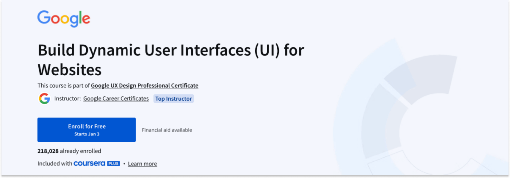 A screenshot from the Coursera Google UI Design Course website