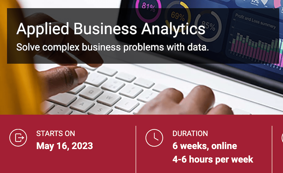 Screenshot of the MIT Sloan School of Management Applied Business Analytics Certificate.