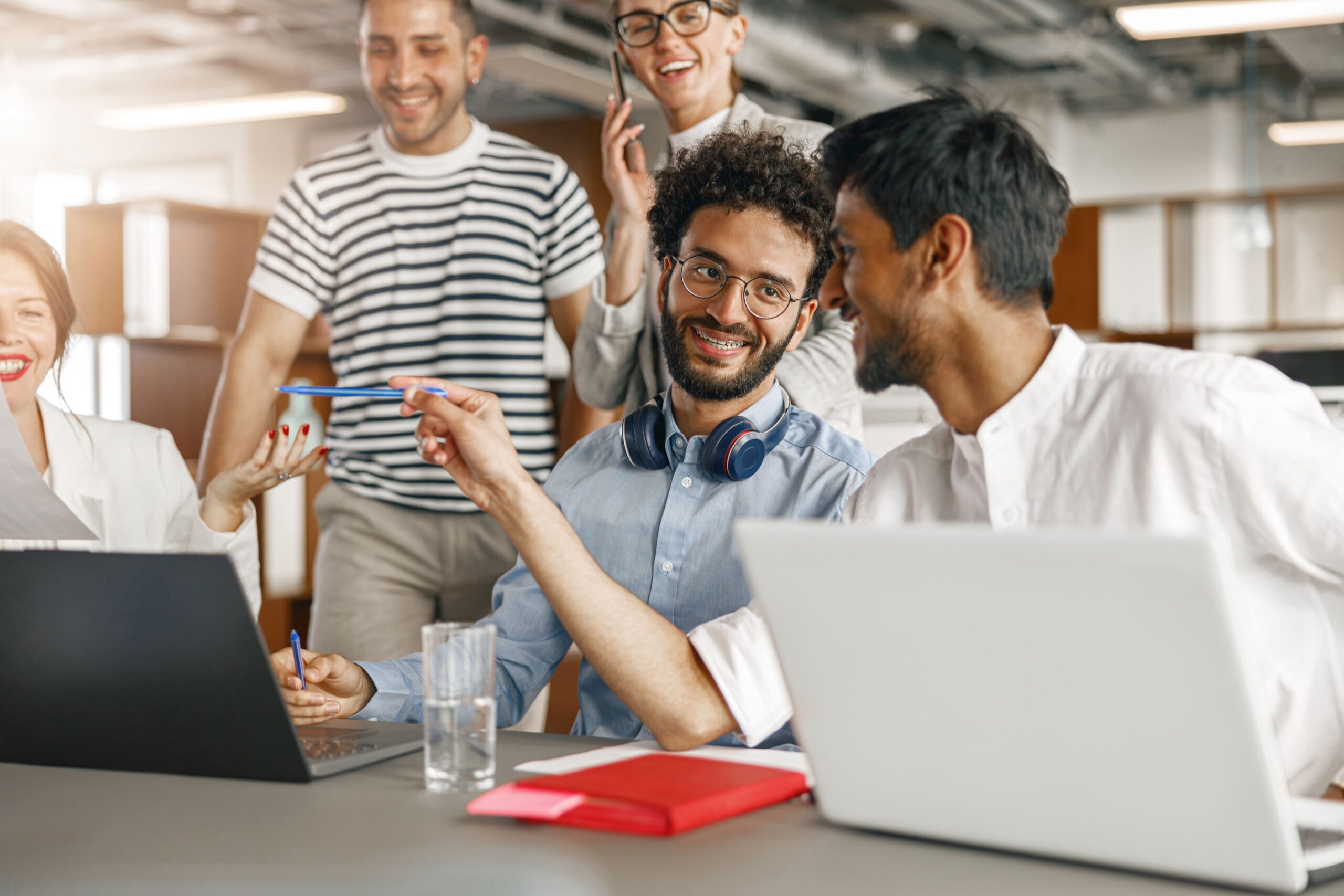 Group of colleagues working together in an office