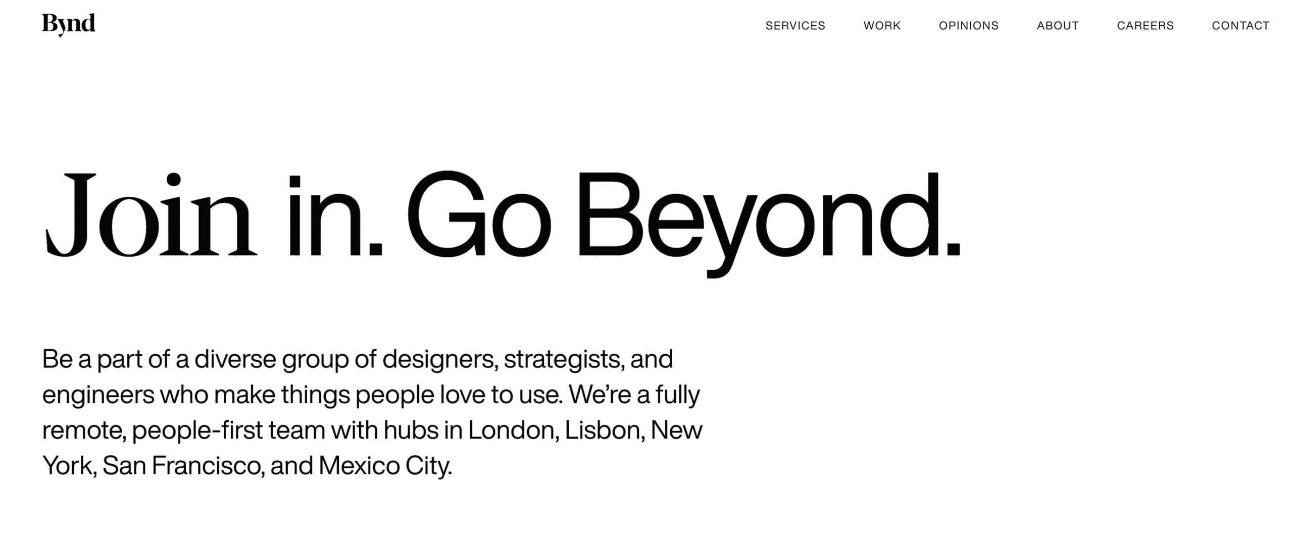 A screenshot from UI/UX agency beyond's website