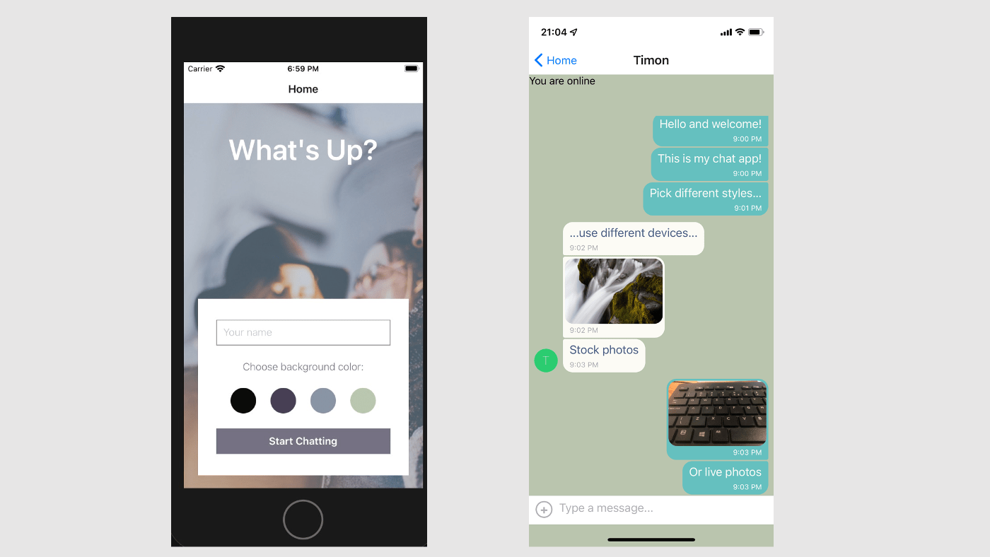 An image taken from Timon's Chat app project, completed during the Full-Stack Web Development Program at CareerFoundry