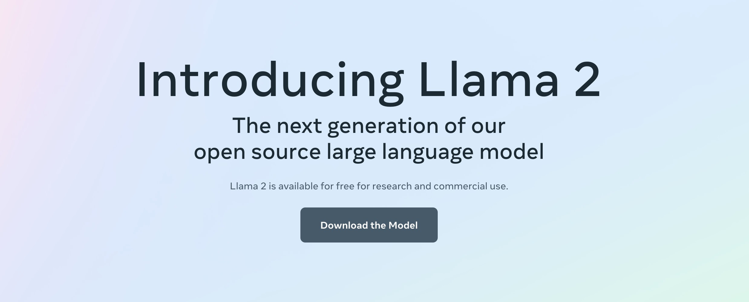 A screenshot of Llama's front page