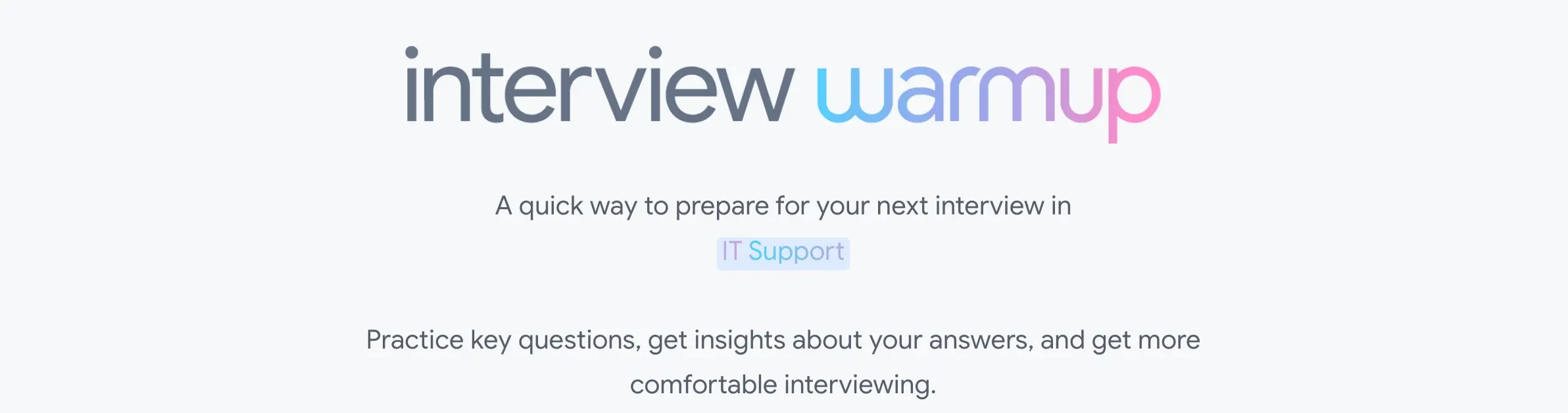 A screenshot from the interview warmup website, an AI job search tool