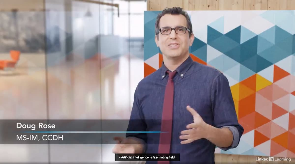Screengrab from the course Getting Started with AI and Machine Learning, showing instructor Doug Rose.