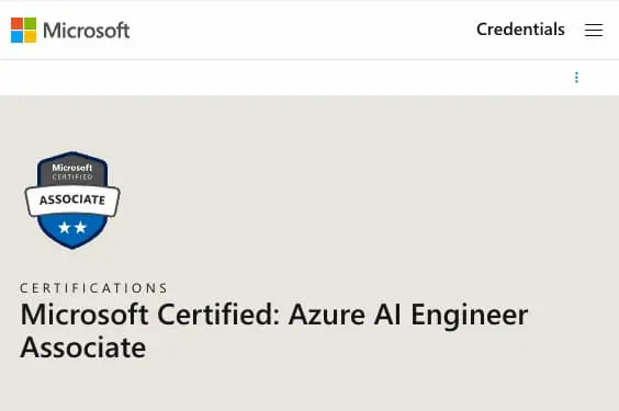 Screengrab from Microsoft Azure AI certification.