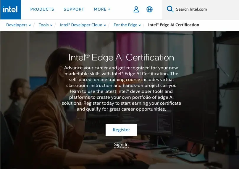 Screengrab from Intel AI certification.
