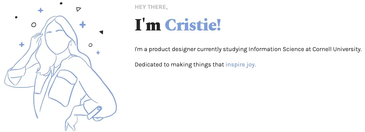 A screenshot from Cristie Huang's product design portfolio page.