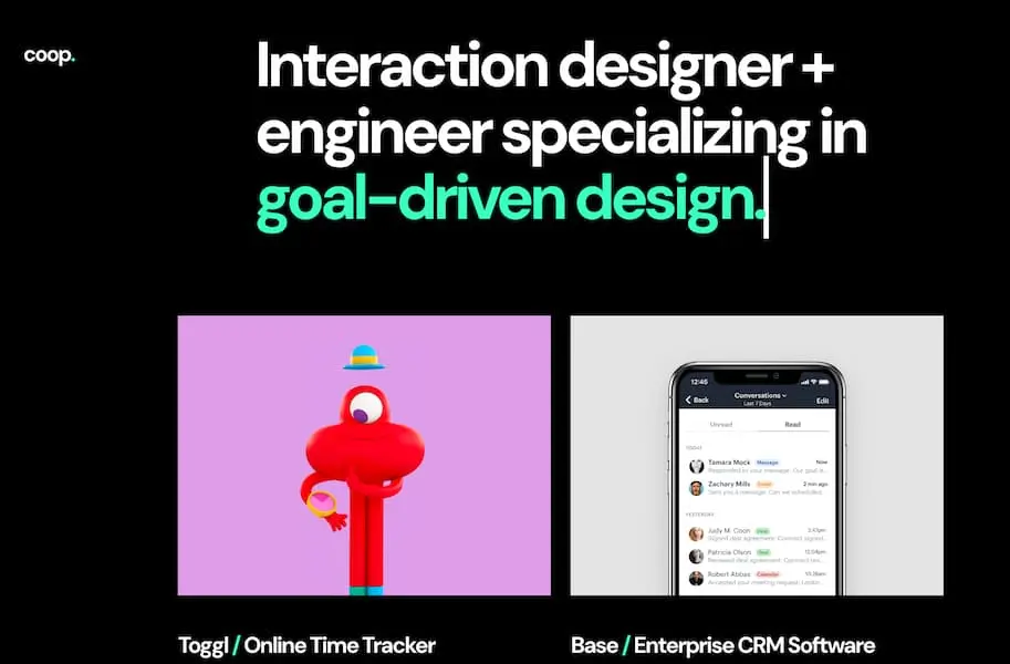 Screenshot of Brandon Cooper's product design resume.