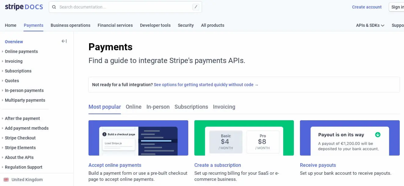 A great product design example: payment processor Stripe.