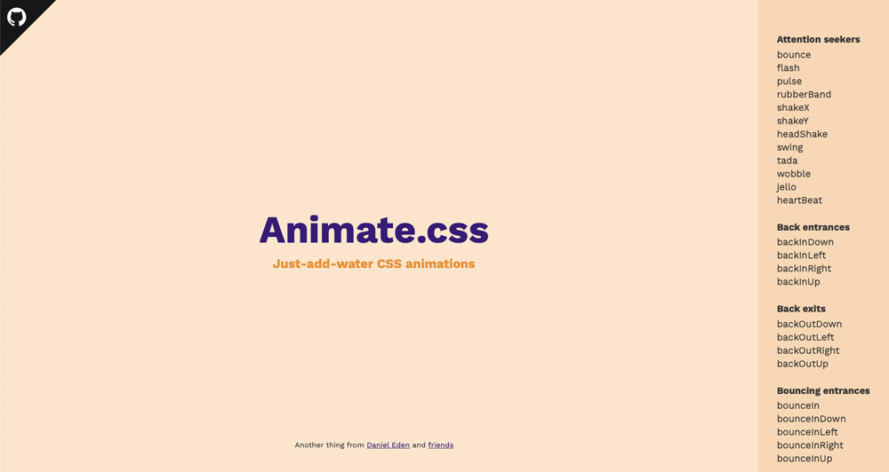 Animate.CSS interface