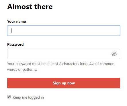 Todoist's sign-up screen: good example of concise copy