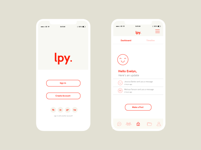 ‘Lippy’ app login screen by Lula Christman