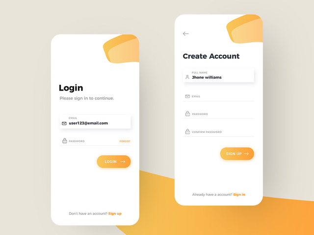 IOS and Android app login/signup screen kit by Sandeep Webexpert