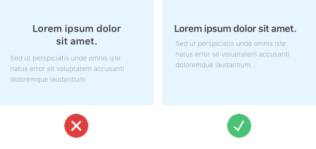 Two screenshots side by side of Lorem Ipsum text: the first is inconsistently aligned, the second is consistently aligned