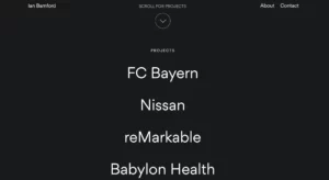 Ian Bamford UX writing portfolio Screenshot of Ian Bramford's UX writing portfolio website