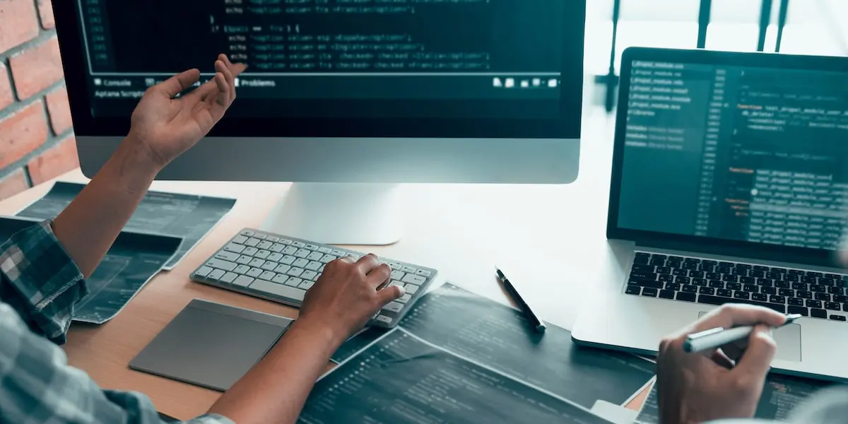 Data analytics students learning to code with Python