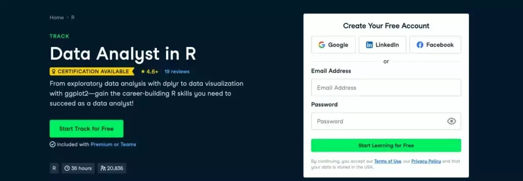 DataCamp Data Analyst Course DataCamp Data Analyst Career Track website homepage