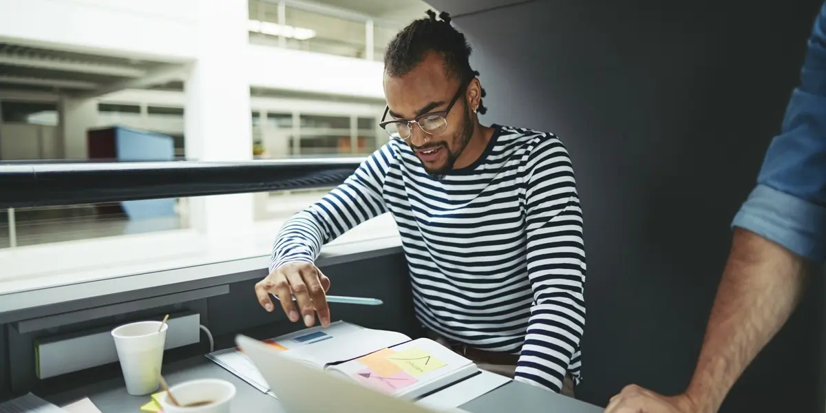 A UI designer looking at designs