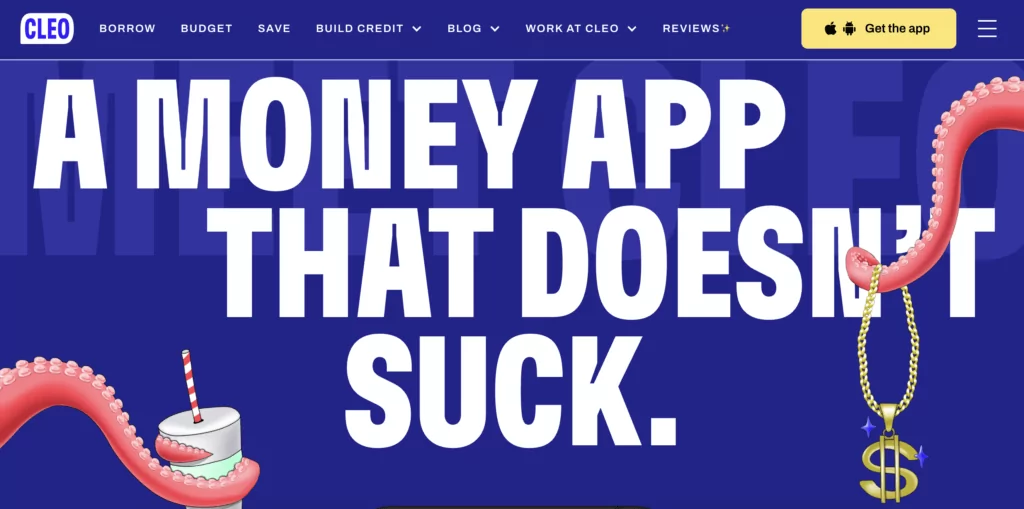 example from Cleo's website of great UI website design