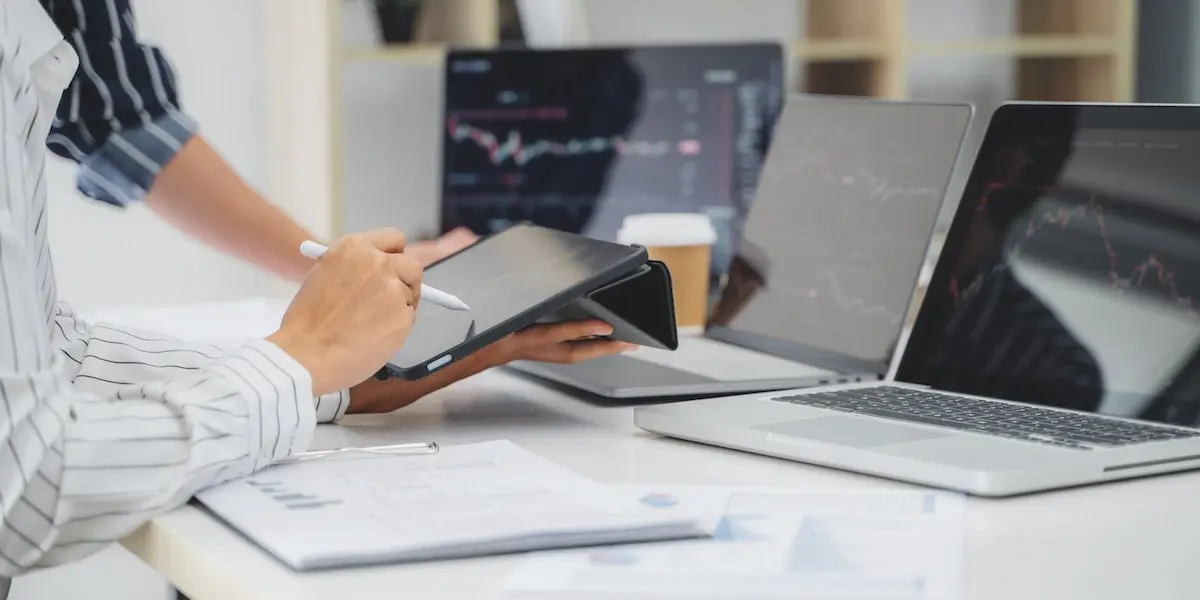 data wrangling tools tablet Data analyst colleagues data wrangling using laptops and a tablet