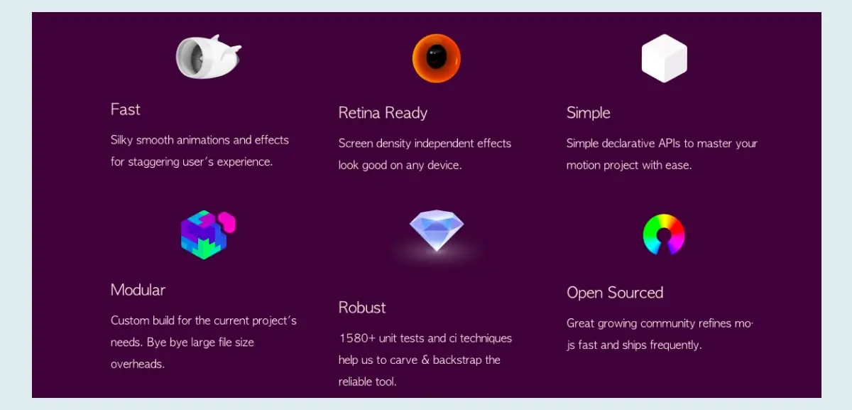 The Mo.js animation library website