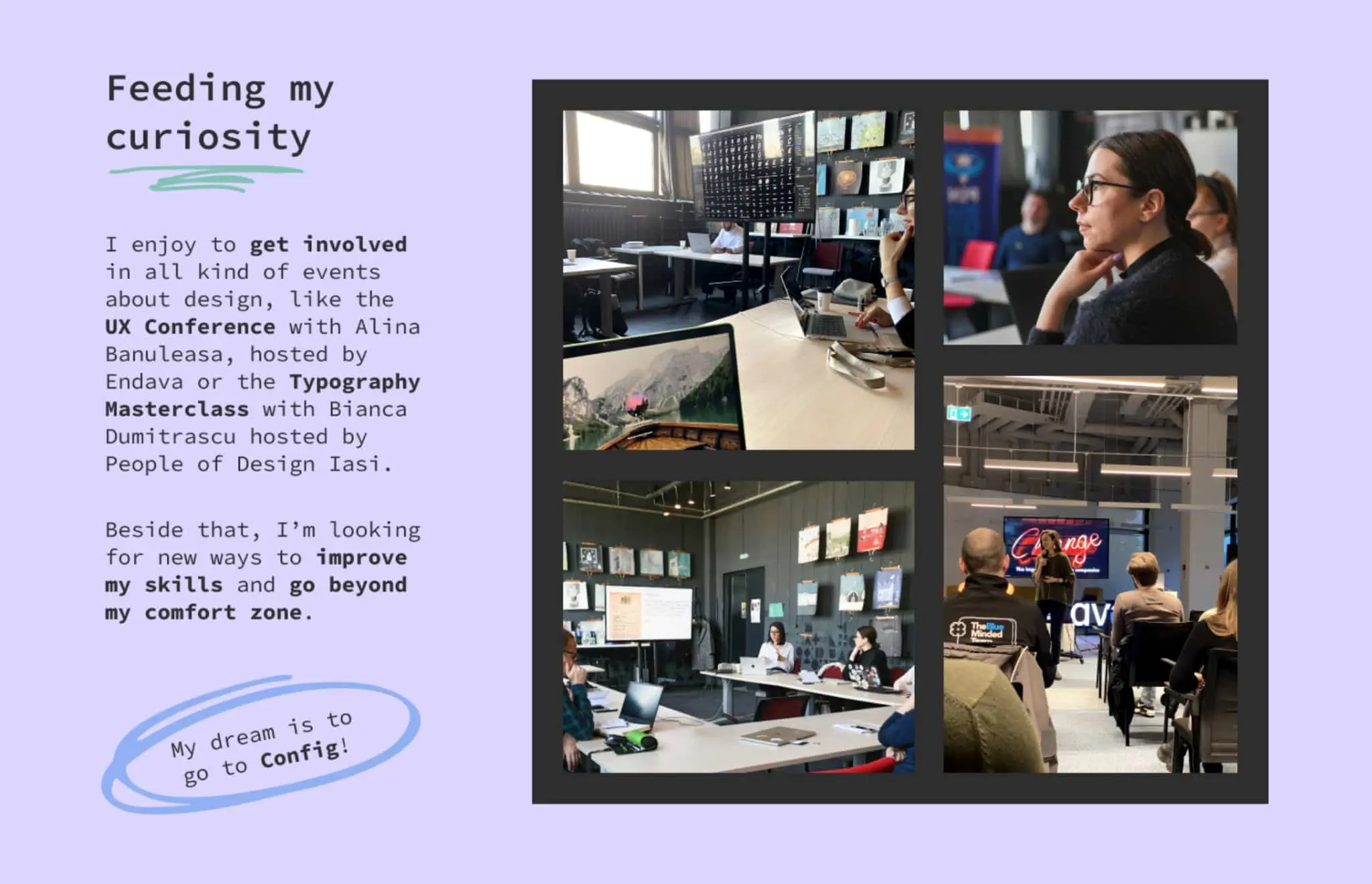Cristina Gafitescu bio A screenshot of Cristina Gafitescu's UX portfolio