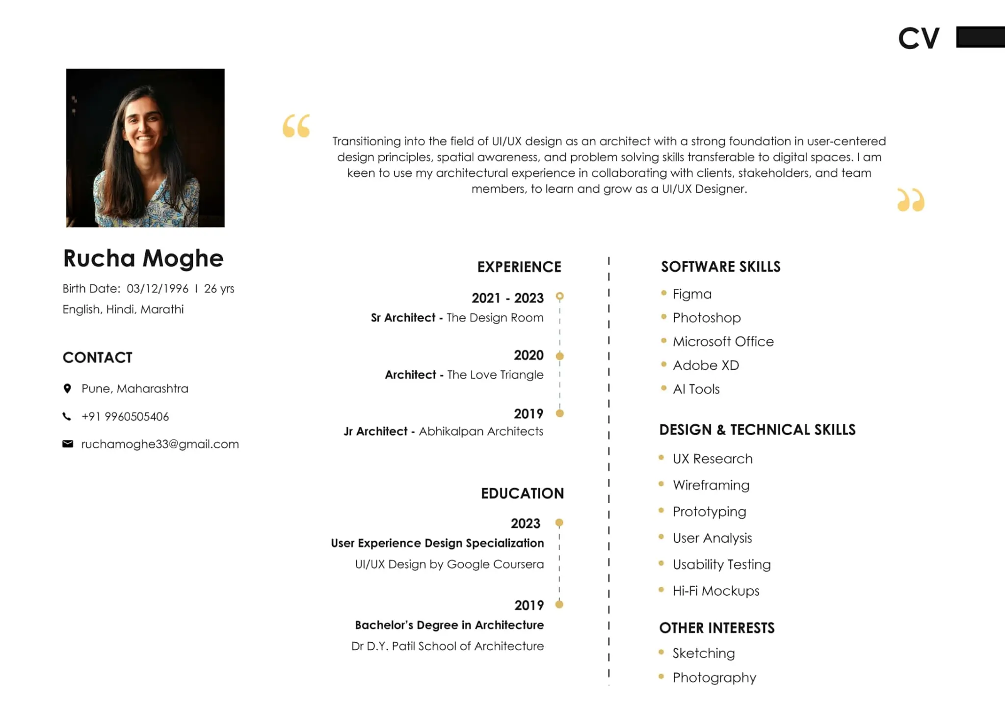 Rucha Moghe A screenshot of Rucha Moghe's UX portfolio