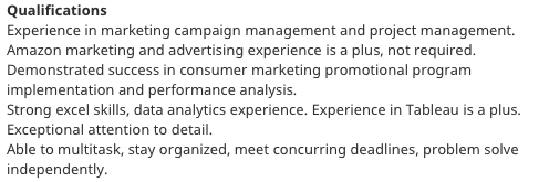 Digital marketing specialist qualifications job ad Digital marketing specialist qualifications, as posted in a job ad on indeed.com