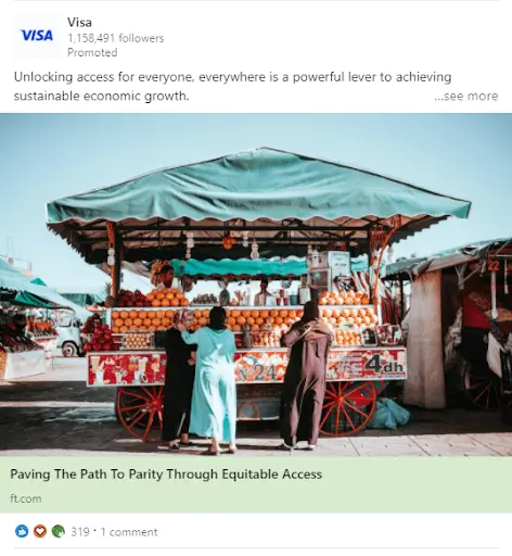 An example of an ad in the LinkedIn news feed