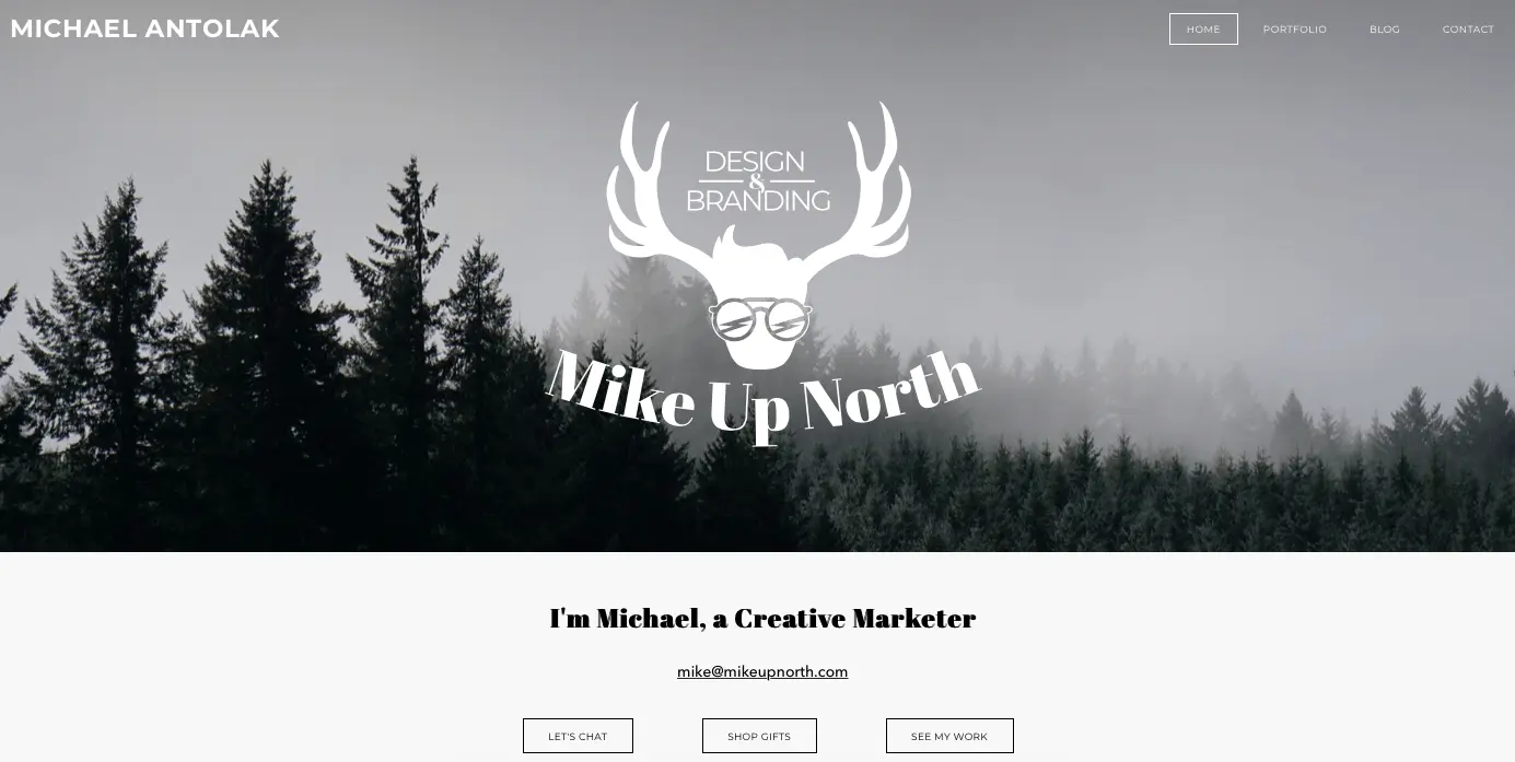 The homepage of Michael Antolak's digital marketing portfolio
