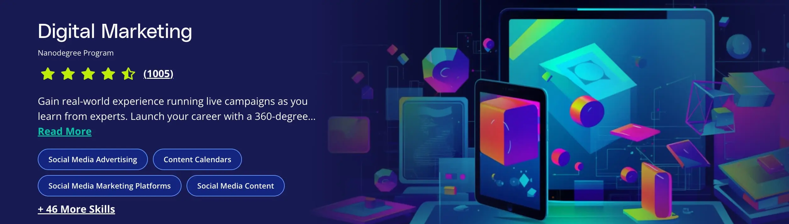 udacity A screenshot of the Udacity digital marketing bootcamp website, one of the best digital marketing bootcamps