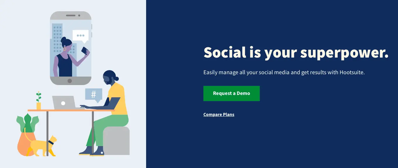 Hootsuite The Hootsuite website, a social media management tool