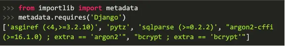 Screenshot 2021 11 16 at 14.32.56 Code displaying how to use the requires feature to find out dependencies for any package that you may have installed.