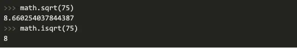 Screenshot 2021 11 16 at 14.53.56 An example of the math.isqrt feature in Python 3.8.