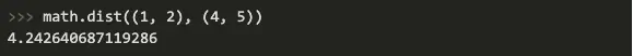 Screenshot 2021 11 16 at 14.58.24 Code showing math.dist returning the length of the red line that joins the two points.