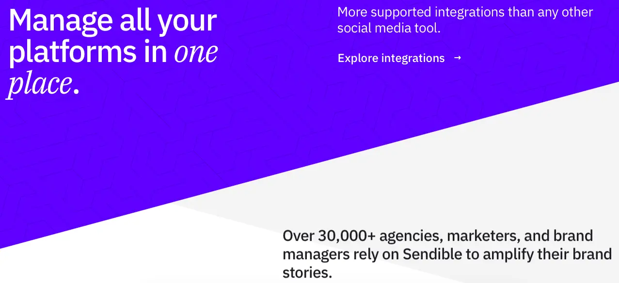 Sendible The Sendible website, one of the most popular social media management tools