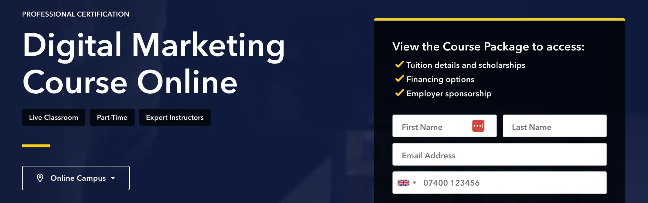 A screenshot of the brainstation marketing certification program